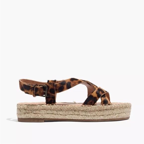 Madewell Malia Espadrille Sandal in Leopard Calf Hair - size 7 - Picture 1 of 9